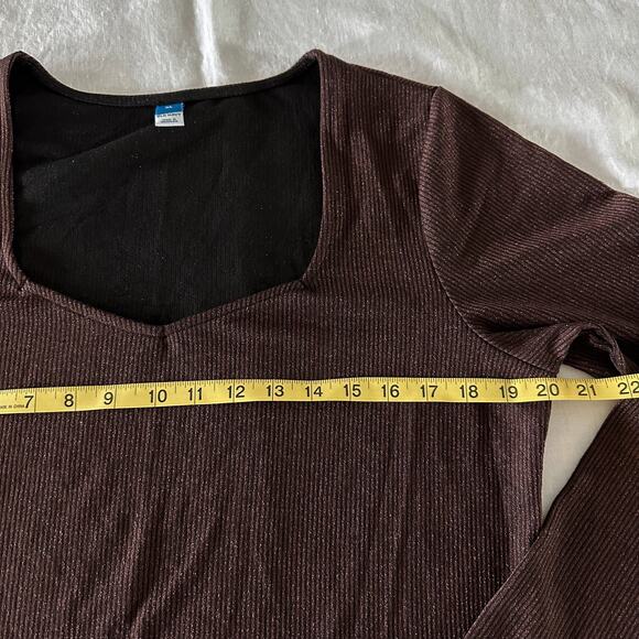 Old Navy Brown Shimmer Long Sleeve Top - Picture 5 of 6